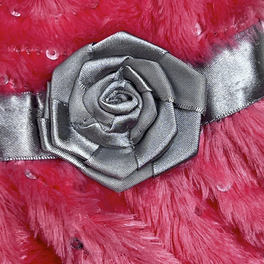 Little Lass Girls' Melon Pink Orange Faux Fur Vest Sparkle Buttons Rose Size 5 - Picture 4 of 5